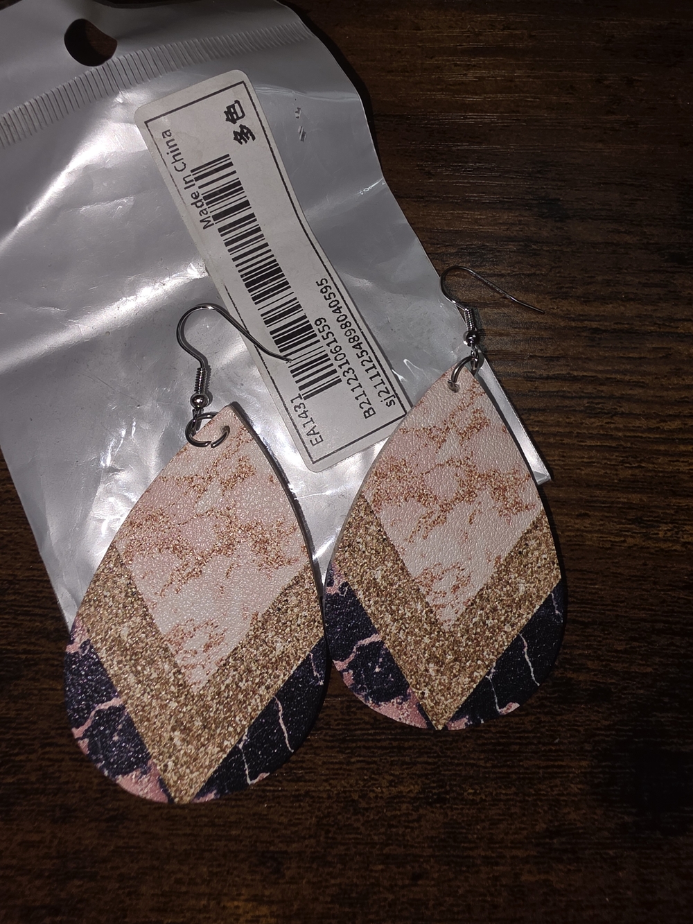 Women’s Pink Gold Teardrop Dangle Earrings
